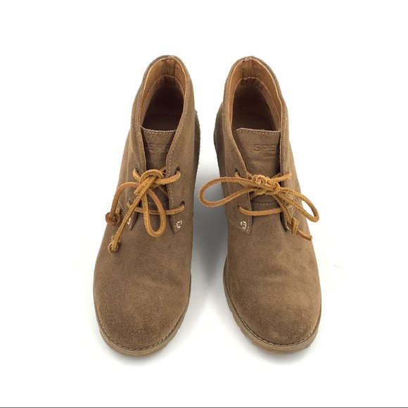 Sperry Suede Wedge Booties Size 7.5 - Picture 2 of 8